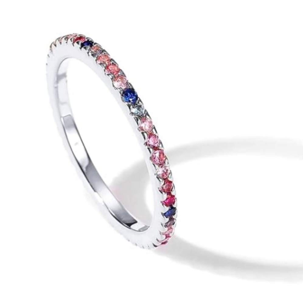 14K Gold Plated Colored CZ Stones Simulated Diamond In White Gold - Picture 5 of 5